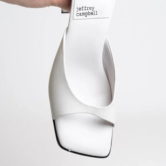 ✨ Jeffrey Campbell Square Toe Sandal Mule Inspired Heels White NEW - Picture 8 of 16
